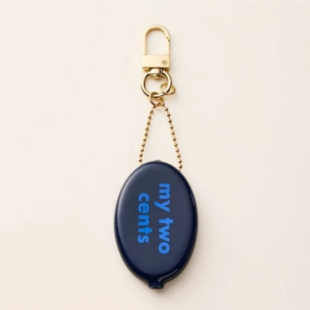 New Kate Spade My Two Cents Navy Blue Clippable Coin Pouch Keychain